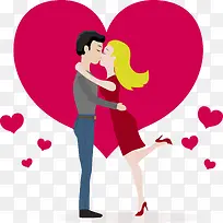 卡通接吻情侣爱心背景矢量图-空若网 卡通接吻情侣爱心背景矢量图-空若网