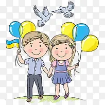 卡通情侣牵手-空若网 卡通情侣牵手-空若网