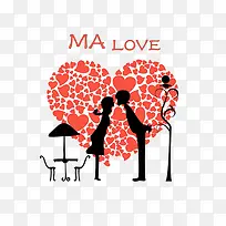 爱心前情侣剪影-空若网 爱心前情侣剪影-空若网