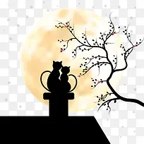 情侣猫剪影-空若网 情侣猫剪影-空若网