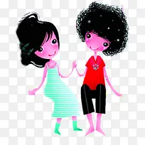 手绘插画情侣效果-空若网 手绘插画情侣效果-空若网