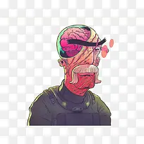 红色外星老人插画-空若网 红色外星老人插画-空若网