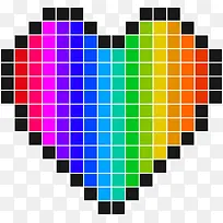 多彩情人节像素爱心-空若网 多彩情人节像素爱心-空若网