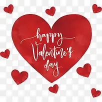 水彩红色爱心情人节海报-空若网 水彩红色爱心情人节海报-空若网
