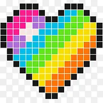 情人节多彩像素爱心-空若网 情人节多彩像素爱心-空若网