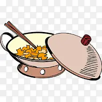 卡通锅饭菜矢量-空若网 卡通锅饭菜矢量-空若网