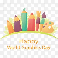 卡通画笔平面设计日-空若网 卡通画笔平面设计日-空若网