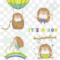 可爱刺猬生活插画矢量-空若网 可爱刺猬生活插画矢量-空若网