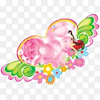 手绘粉色花瓣爱心装饰-空若网 手绘粉色花瓣爱心装饰-空若网