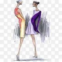 女式服装设计手绘稿-空若网 女式服装设计手绘稿-空若网