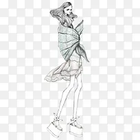 女装时装设计插画-空若网 女装时装设计插画-空若网
