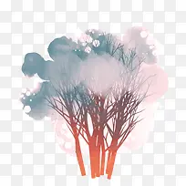 手绘水彩树木-空若网 手绘水彩树木-空若网