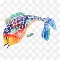 手绘彩色金鱼卡片-空若网 手绘彩色金鱼卡片-空若网