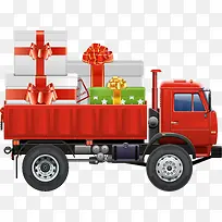 红色圣诞节礼盒卡车-空若网 红色圣诞节礼盒卡车-空若网