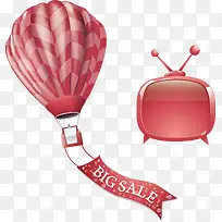 热气球和卡通电视-空若网 热气球和卡通电视-空若网