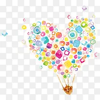 手绘艺术爱心热气球-空若网 手绘艺术爱心热气球-空若网