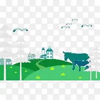 卡通牛和大雁-空若网 卡通牛和大雁-空若网