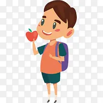 卡通吃苹果PNG下载-空若网 卡通吃苹果PNG下载-空若网