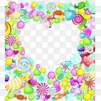 彩色手绘爱心糖果边框-空若网 彩色手绘爱心糖果边框-空若网