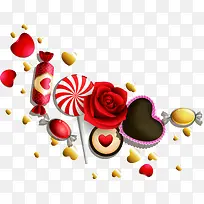 玫瑰糖果爱心装饰-空若网 玫瑰糖果爱心装饰-空若网
