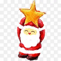 圣诞老人举星星插画矢量图-空若网 圣诞老人举星星插画矢量图-空若网