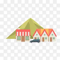 房子山车卡通矢量素材-空若网 房子山车卡通矢量素材-空若网