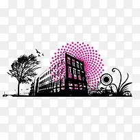 矢量水墨城市图案-空若网 矢量水墨城市图案-空若网