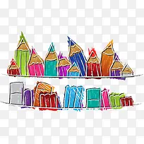 矢量彩色铅笔橡皮-空若网 矢量彩色铅笔橡皮-空若网