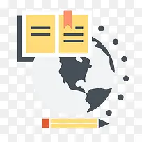 矢量笔记铅笔地球素材-空若网 矢量笔记铅笔地球素材-空若网