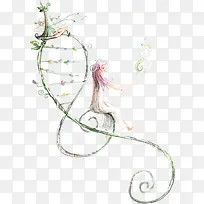 卡通手绘音符女孩路灯-空若网 卡通手绘音符女孩路灯-空若网