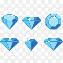 矢量手绘蓝色卡通宝石-空若网 矢量手绘蓝色卡通宝石-空若网