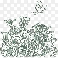 插画小鸟花朵-空若网 插画小鸟花朵-空若网