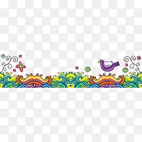 矢量卡通小鸟海浪背景插画-空若网 矢量卡通小鸟海浪背景插画-空若网