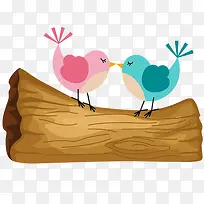 卡通树桩上的小鸟-空若网 卡通树桩上的小鸟-空若网