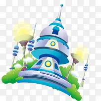 卡通蓝色城堡-空若网 卡通蓝色城堡-空若网