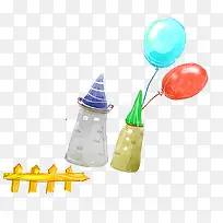 卡通插画城堡气球-空若网 卡通插画城堡气球-空若网