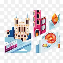 卡通手绘城堡楼房建筑物-空若网 卡通手绘城堡楼房建筑物-空若网