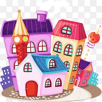 彩色城堡卡通手绘-空若网 彩色城堡卡通手绘-空若网