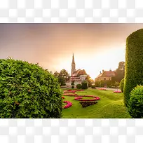 城堡绿树背景素材-空若网 城堡绿树背景素材-空若网