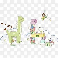 卡通长颈鹿动物插画-空若网 卡通长颈鹿动物插画-空若网