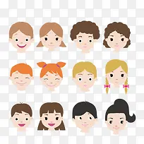 可爱儿童头像矢量素材-空若网 可爱儿童头像矢量素材-空若网