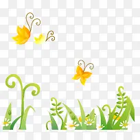 矢量花丛蝴蝶素材-空若网 矢量花丛蝴蝶素材-空若网