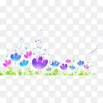 彩色水彩花丛和绿色小草-空若网 彩色水彩花丛和绿色小草-空若网