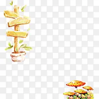 卡通蘑菇与指路牌-空若网 卡通蘑菇与指路牌-空若网