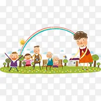 手绘卡通家庭插画-空若网 手绘卡通家庭插画-空若网