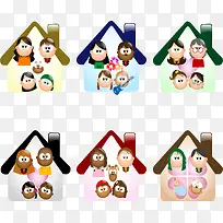 一家四口卡通人物矢量素材-空若网 一家四口卡通人物矢量素材-空若网