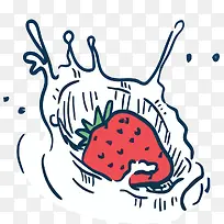 矢量手绘草莓牛奶素材-空若网 矢量手绘草莓牛奶素材-空若网