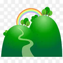 矢量山坡彩虹素材-空若网 矢量山坡彩虹素材-空若网