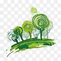 彩绘树和山坡-空若网 彩绘树和山坡-空若网