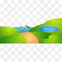 卡通海边山坡下路鳄鱼矢量图-空若网 卡通海边山坡下路鳄鱼矢量图-空若网